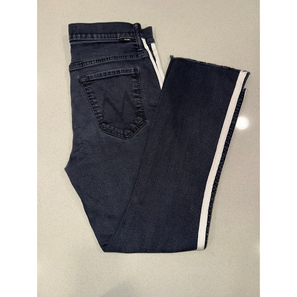 MOTHER The Insider Crop Step Fray Side Stripe Jeans Size 29